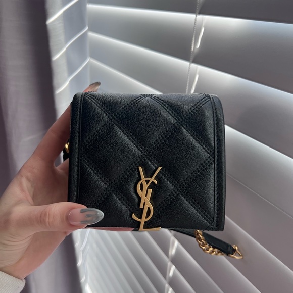 Ysl Saint Laurent woman Lou waist belt bag studded black